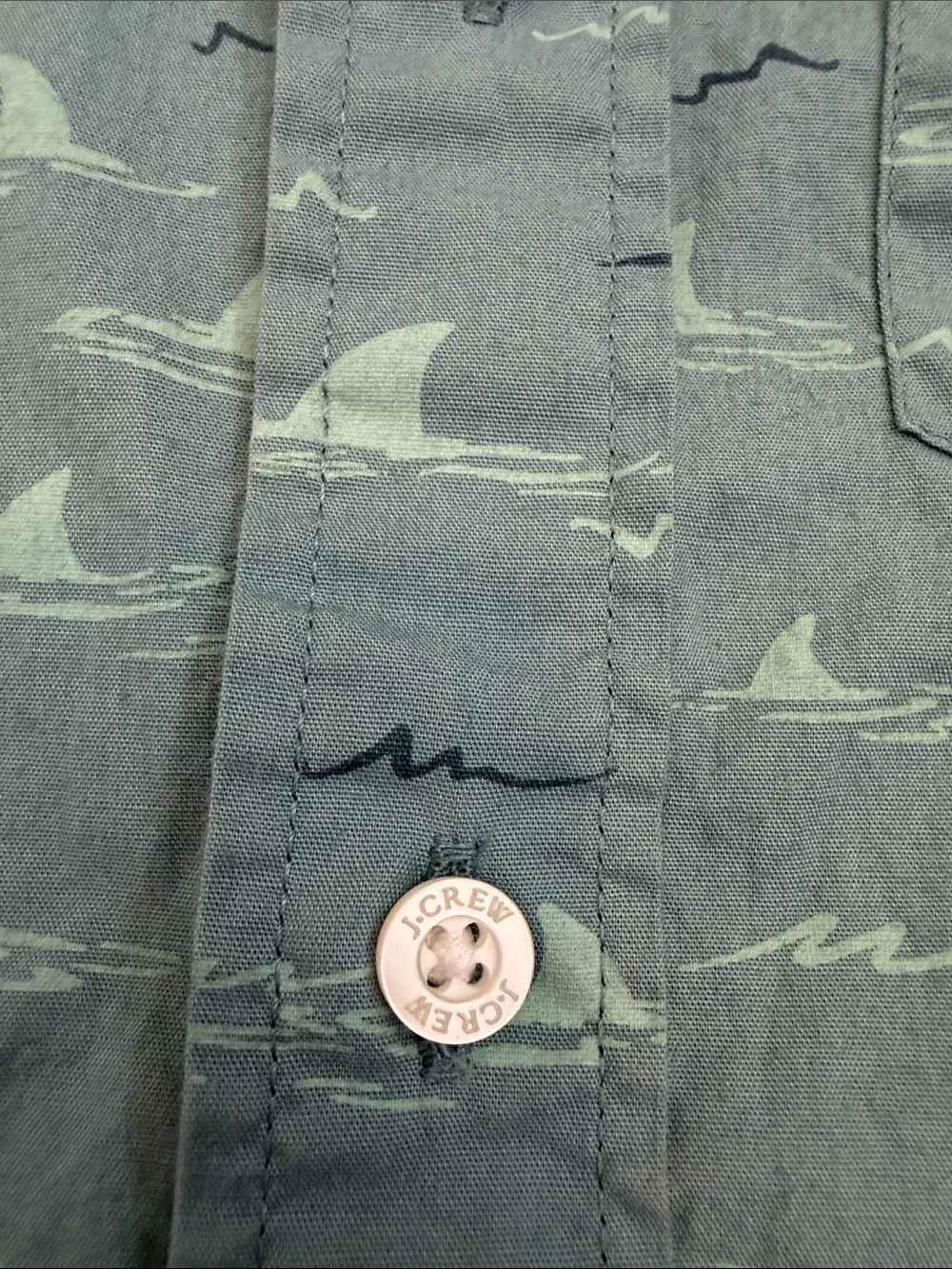 J. Crew Shark Print Button-Up Shirt in Teal, 8